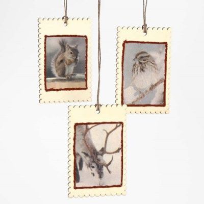 Kleine Holzhängeschildchen mit Decoupage-Papier