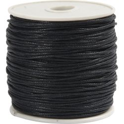 Baumwollschnur, Dicke 1 mm, gewachst, Schwarz, 40 m/ 1 Rolle